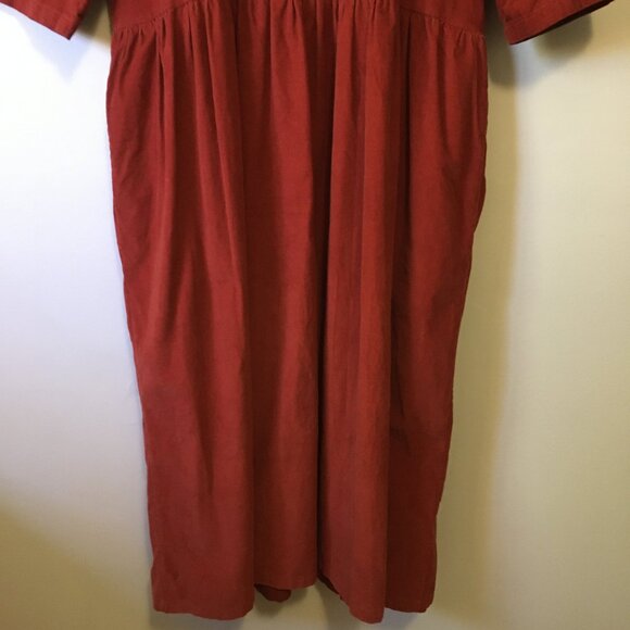 French Quintessence Elgantine Dress in Burnt Orange Terracotta Corduroy - Picture 9 of 16